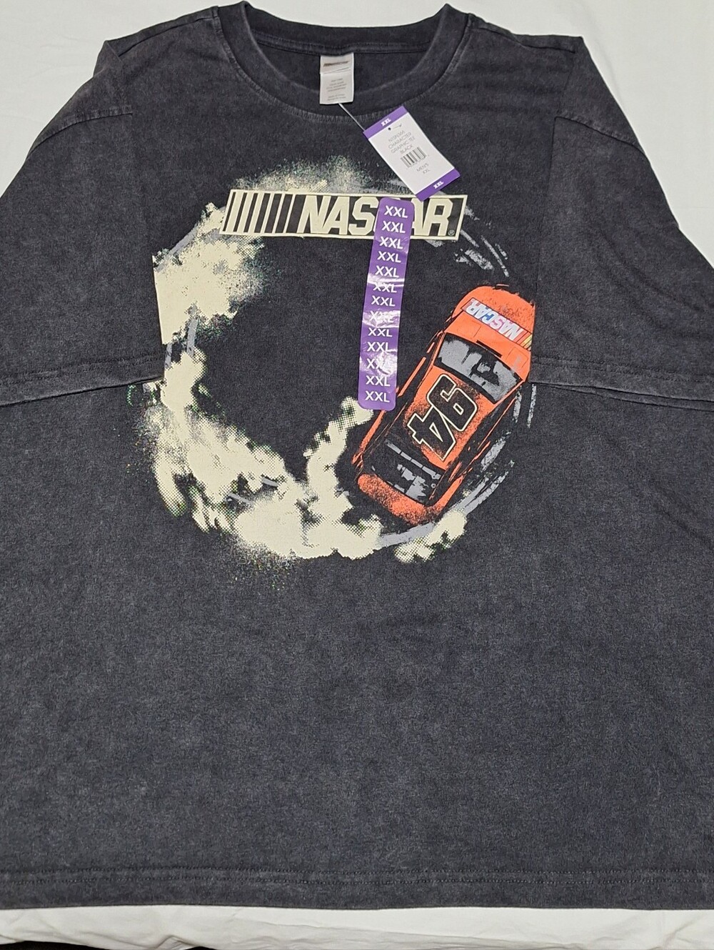 Nascar Black Long Sleeve Tee with Orange Race Car Graphic